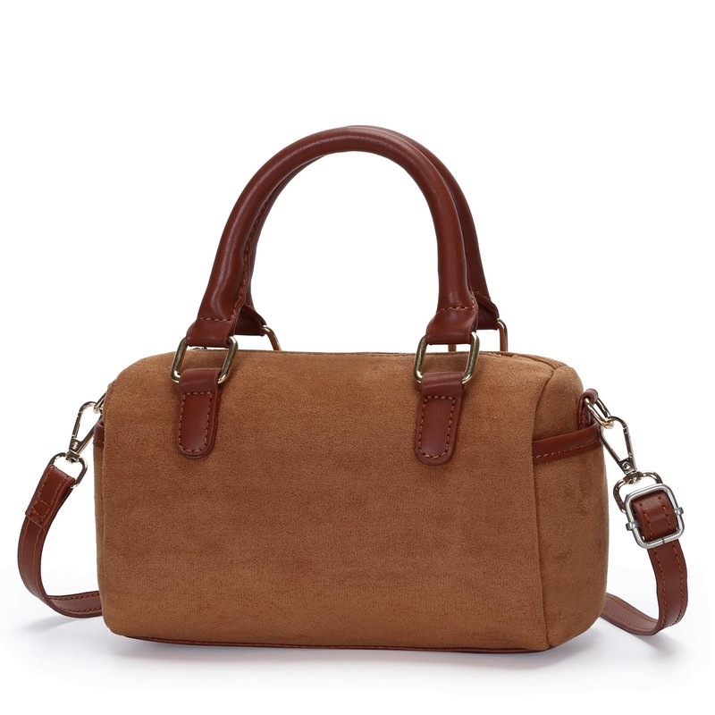 Small Faux Suede Purses for Women Boston Barrel Bag Mini Top Handle Bags with...