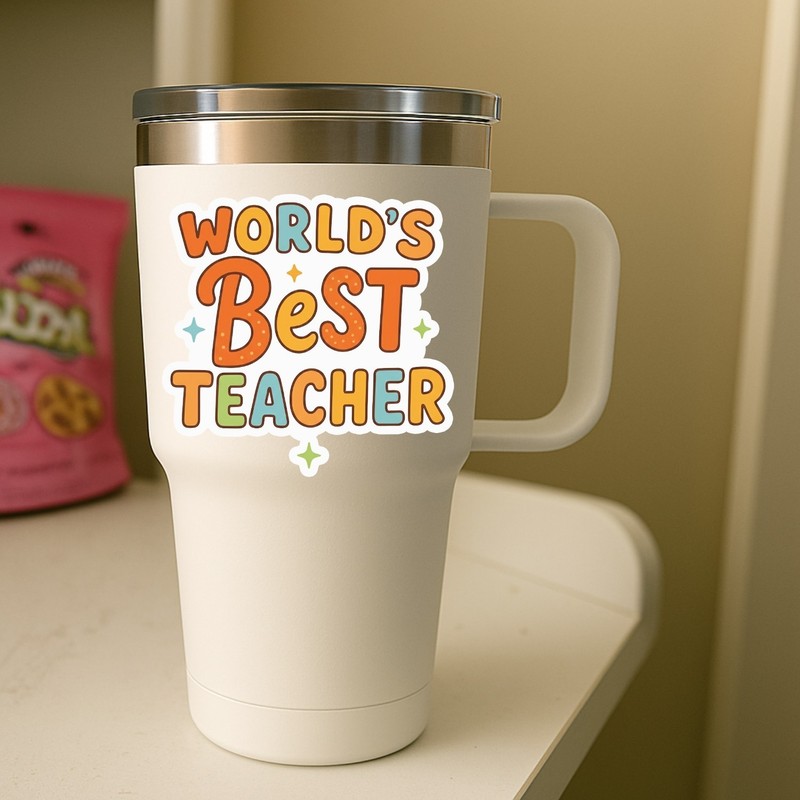 4Pcs World’s Best Teacher Stickers – Cute Teacher Appreciation Vinyl Decals gallery
