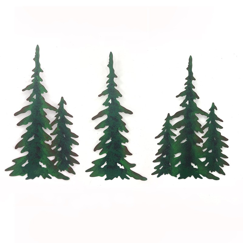 J-Fly Pine Decoration Metal Wall Art Outdoor 11 x 6 inches, Green