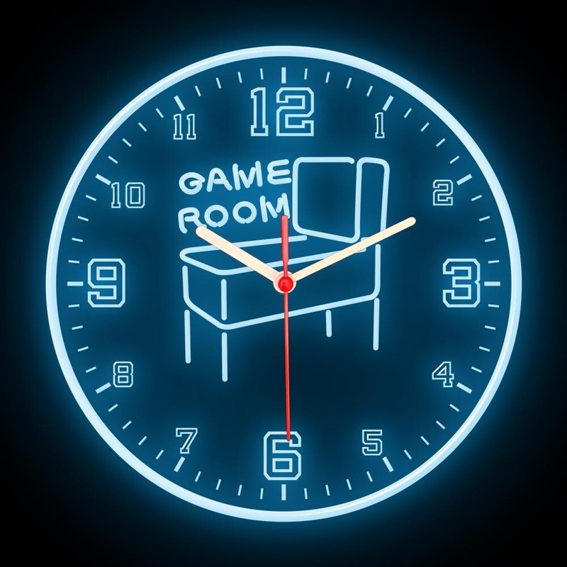 Game Room Pinball Arcade Man Cave Home Decor Colorful Flexible Neon Clock 10" gallery
