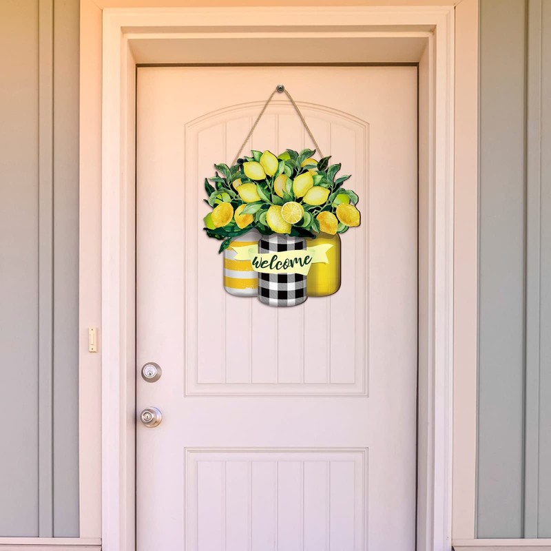 Lemon Welcome Wooden Sign for Front Door Lemon Wooden Hanger Summer Door Sign... gallery