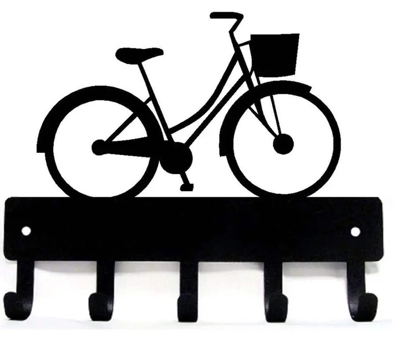 Girls Bicycle with Basket Key Rack Hanger - Made in USA