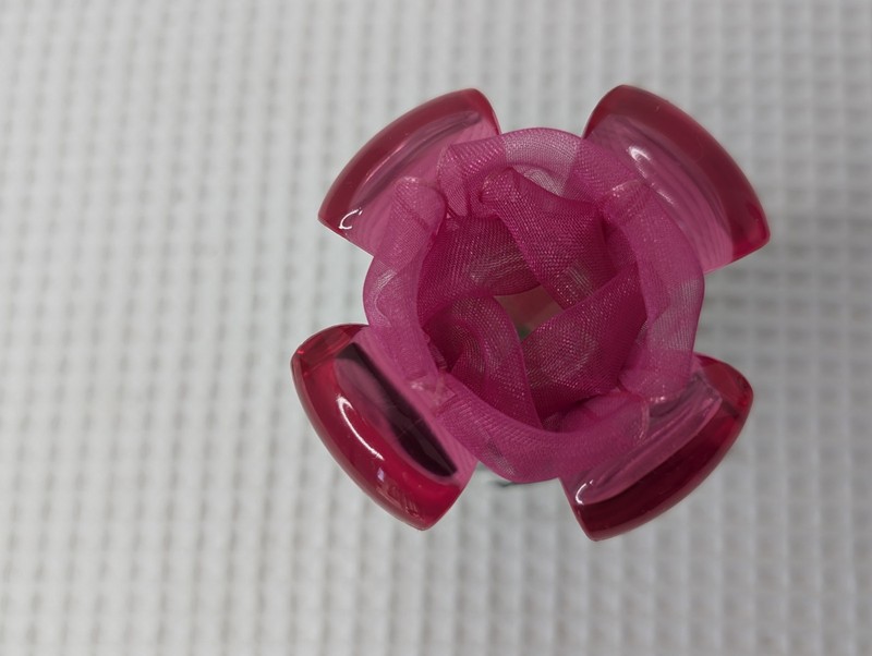 Vtg Guess Glass Bottle Eau De Toilette Pink Plastic & Tulle Rose Top Empty 4" gallery