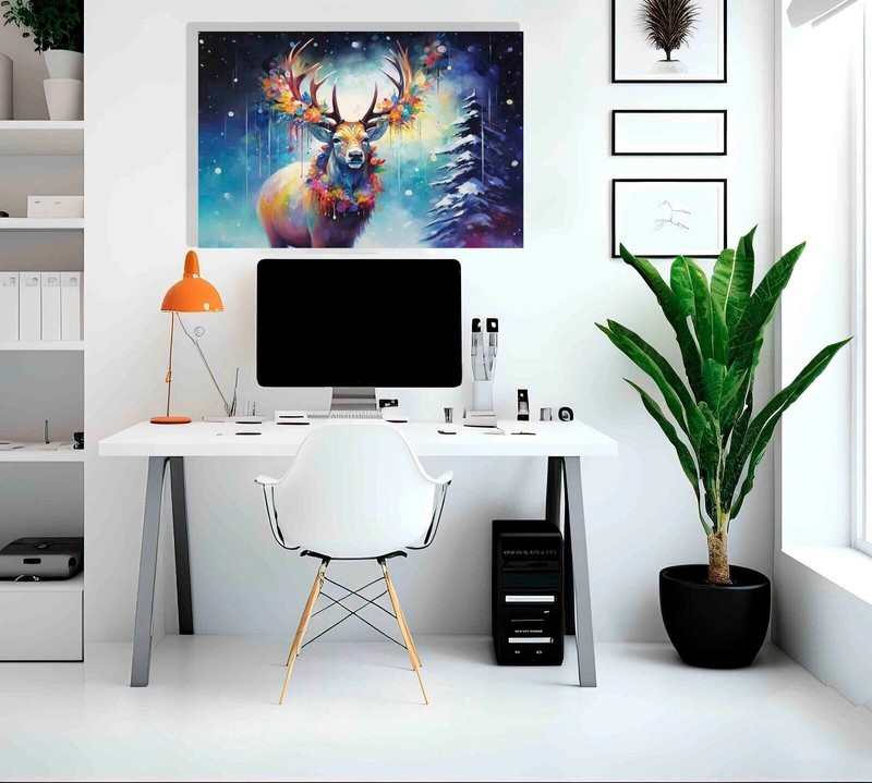 Christmas Decorated Reindeer Canvas Wall Prints Framed Art Living Room Pictures gallery
