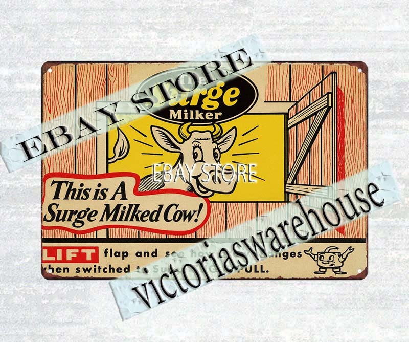 Surge Milker rustic agriculture country farmhouse tin sign