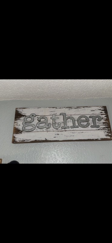Rustic Distressed Wood Wall Sign Plaque “Gather” Rectangular Horizontal