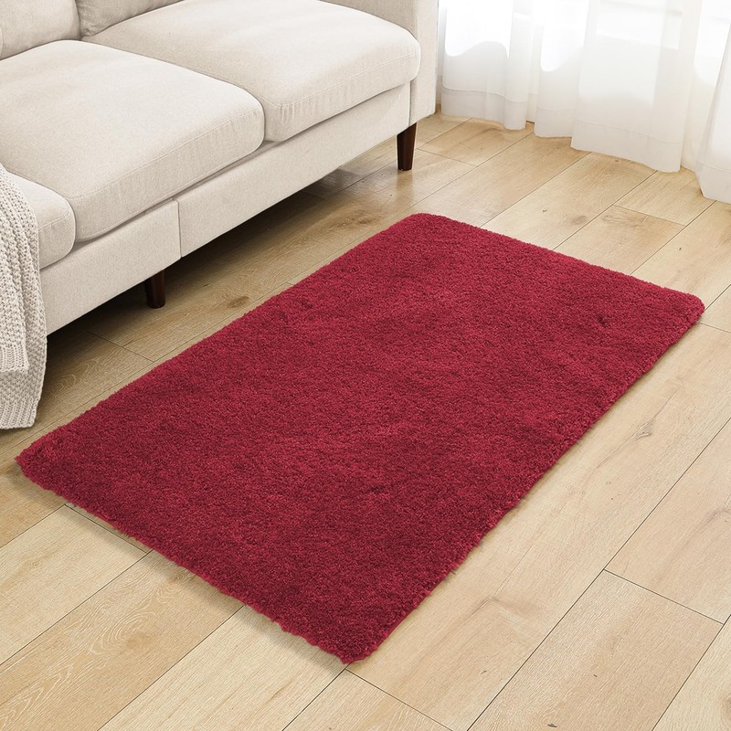 Red Bathroom Rugs 30″x50″ – Large Bath Mat for Bathroom Floor, Fluffy Microfiber