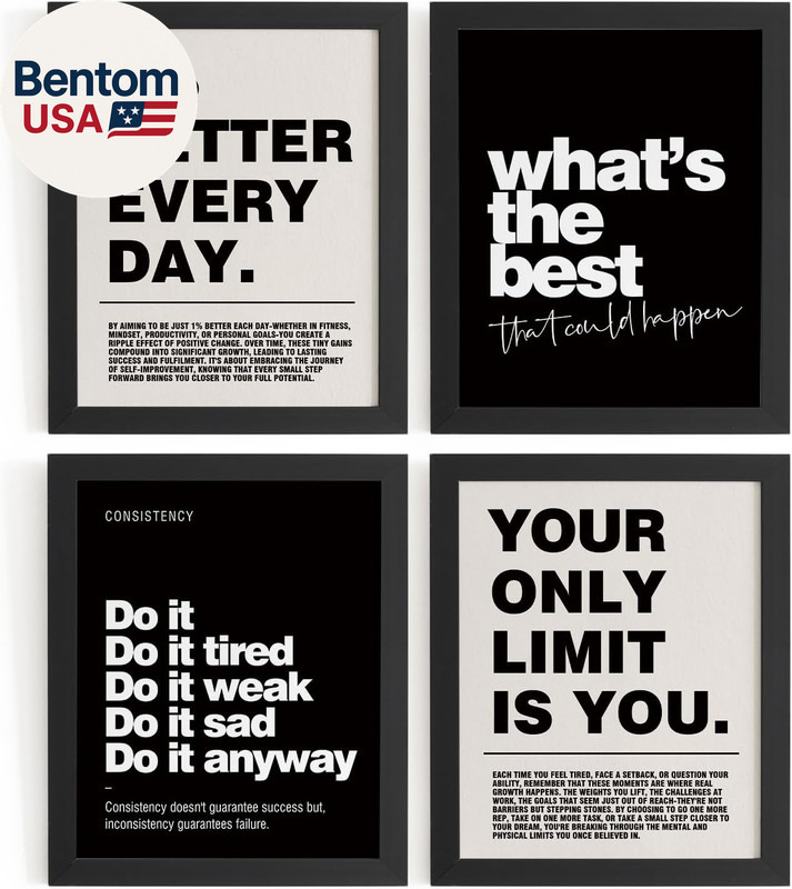 Motivational Inspirational Office Wall Art Decor Prints Set of 4, Black Motivati
