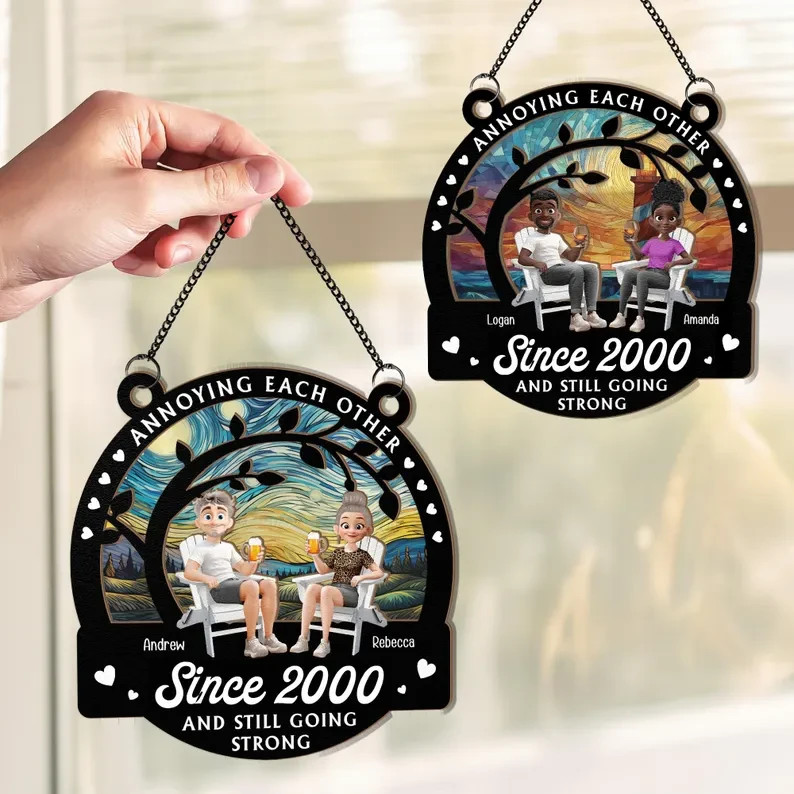 Personalized Anniversary Suncatcher Ornament: Annoying Each Other Since, Wood & gallery