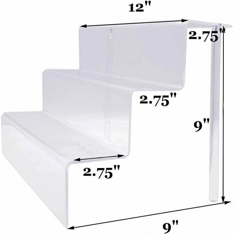 888 Display Three-Tier Acrylic Step Display Ultra Clear and Versatile Risers…