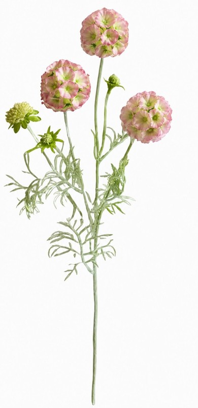 Artificial Scabiosa Flower Stems Pink Green Faux Wildflower Cottage Floral Fille gallery
