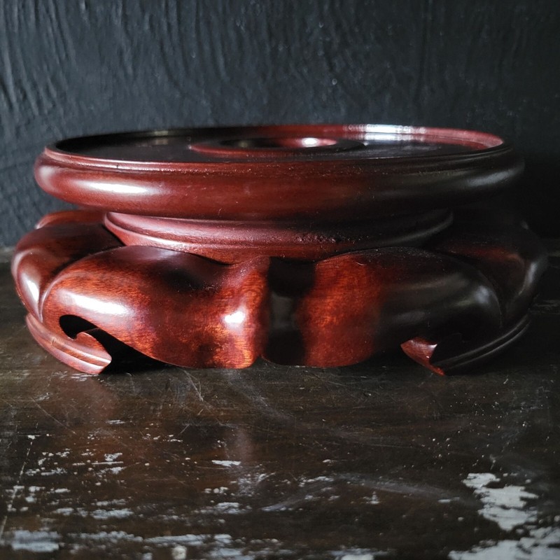 Large Vintage Rosewood Finish Base for Vases and Ginger Jars, Display Stand – 8″