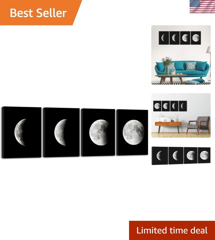 Stylish 4-Panel Black and White Abstract Canvas Paintings for Interior Design