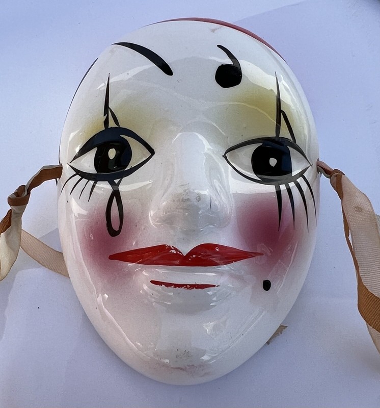 Vintage Mardi Gras Small Ceramic Masks-4.25 x 3 inches-Lot of 2-Made in Taiwan gallery