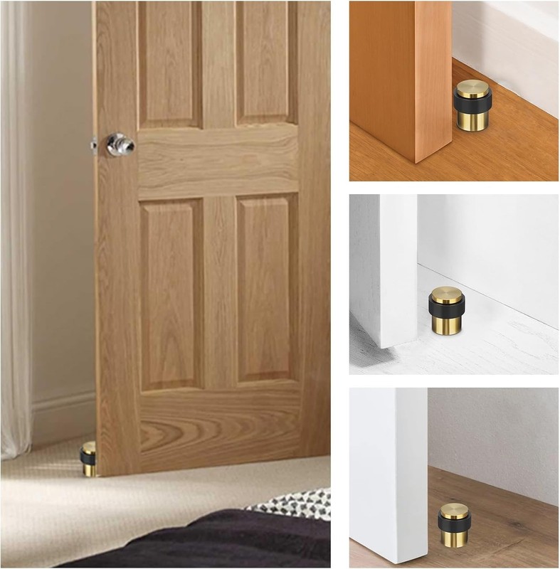 3 Pack Floor Door Stopper Solid Stainless Steel Heavy Duty w/ Rubber Bumper Gold gallery