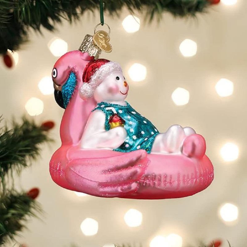 Old World Christmas Ornaments Pool Float Snowman Glass Blown for Christmas Tree gallery