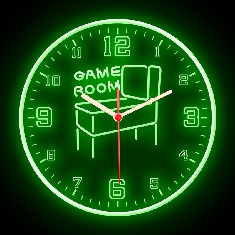 Game Room Pinball Arcade Man Cave Home Decor Colorful Flexible Neon Clock 10" gallery