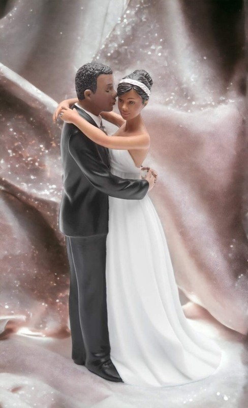 Ceramic African American Wedding Bride and Groom Couple Figurine, Wedding Décor, gallery