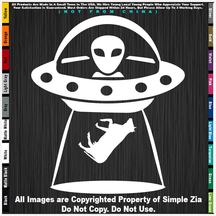 – Aliens Spaceship Cow UFO Roswell Space Area 51 Sticker Decal