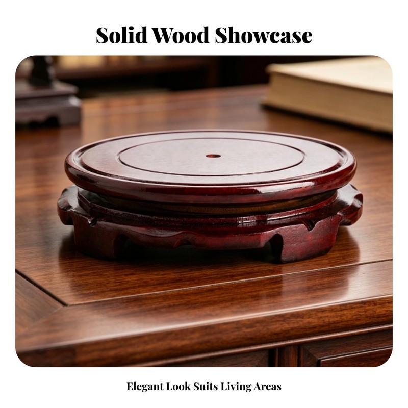 Wooden Turntable 360° Rotation Round Display Base Compact Size gallery
