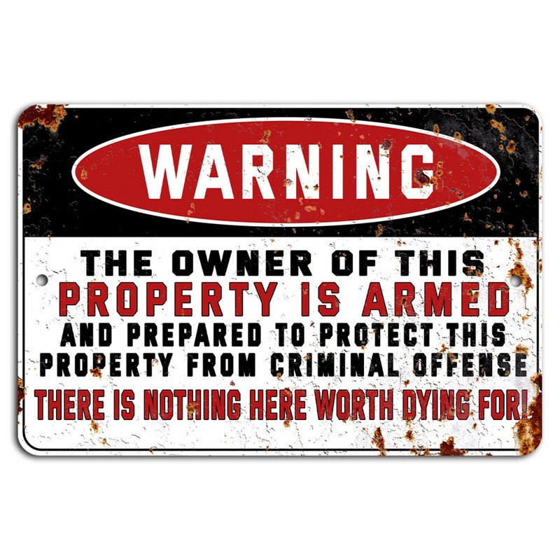 Pro Gun Metal Sign BanginPrints Rustic Vintage Warning Property Security