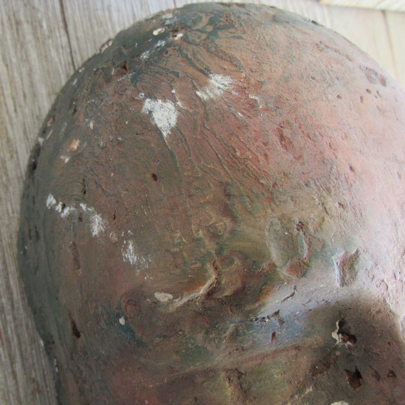 Vtg Plaster Cast Painted Woman's Face "Death Mask" Oddity Gothic Decor gallery