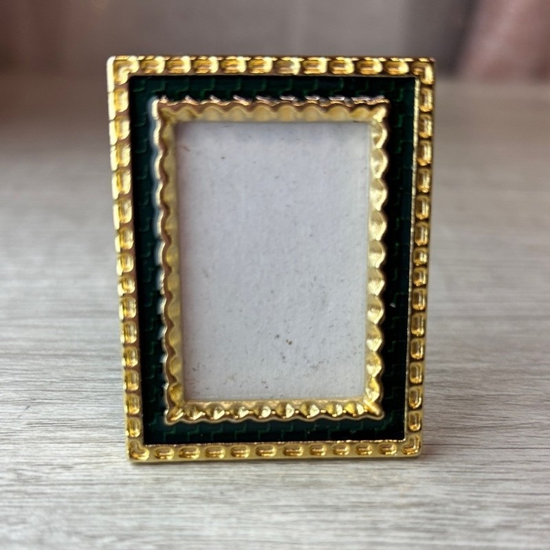 Elegant Miniature Dollhouse Gold and Green Picture Frame 1.5” by 2”