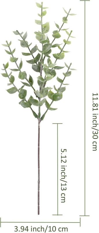 Artificial Eucalyptus Stem, Green Leaves, 12 Pack Green Faux Plant Branch, 12 gallery