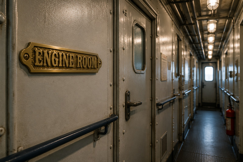 ENGINE ROOM Metal Door Name Plate Antique Brass Sign Industrial Railway Decor gallery