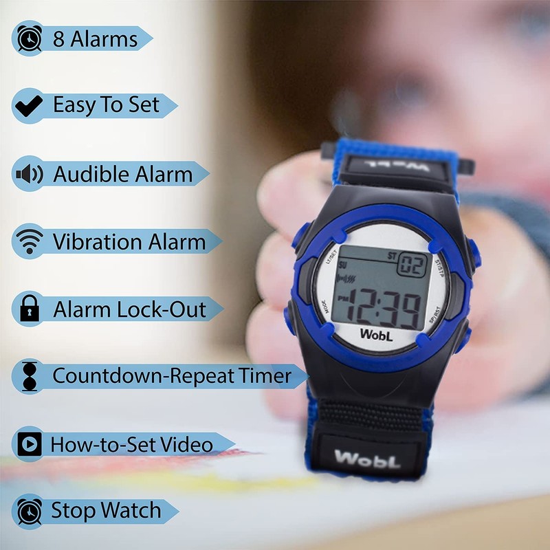 WobL Vibrating 8Alarm & Repeating Countdown Timer Watch for Kids & Adults, Me... gallery