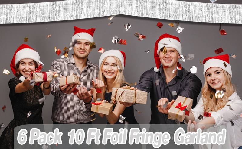 6 Pack 10 Feet Foil Fringe Garland Metallic Tinsel Streamers Banner Wall Hanging gallery