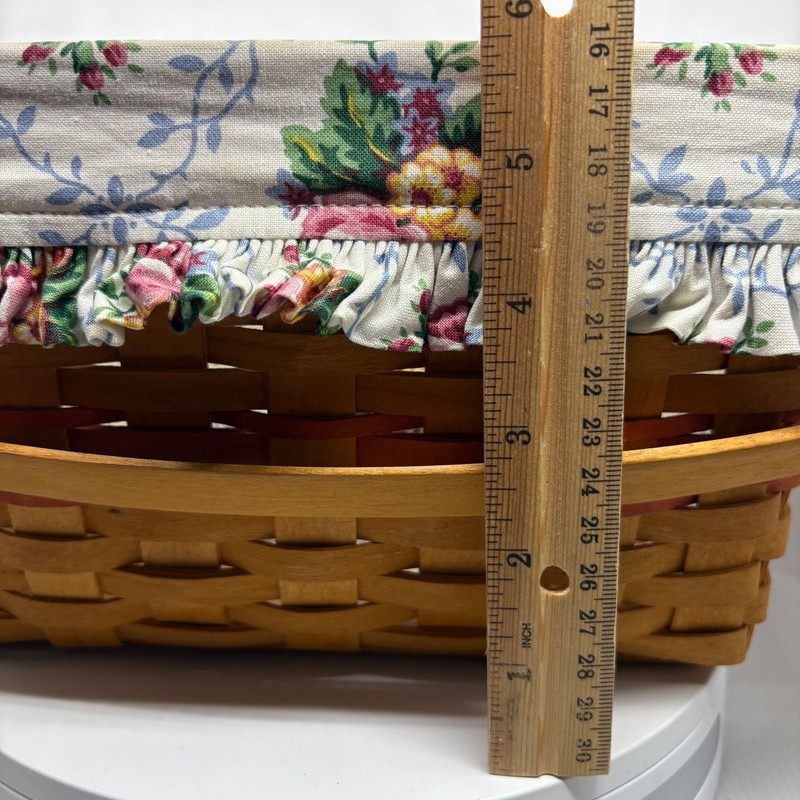 Longaberger Basket Handwoven Dresden Ohio USA Floral Liner Handles 1997 2 Colors gallery