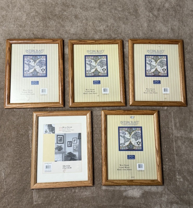 5 Intercraft 10×13 Wood Picture Frame Bundle Memories Brown With Glass