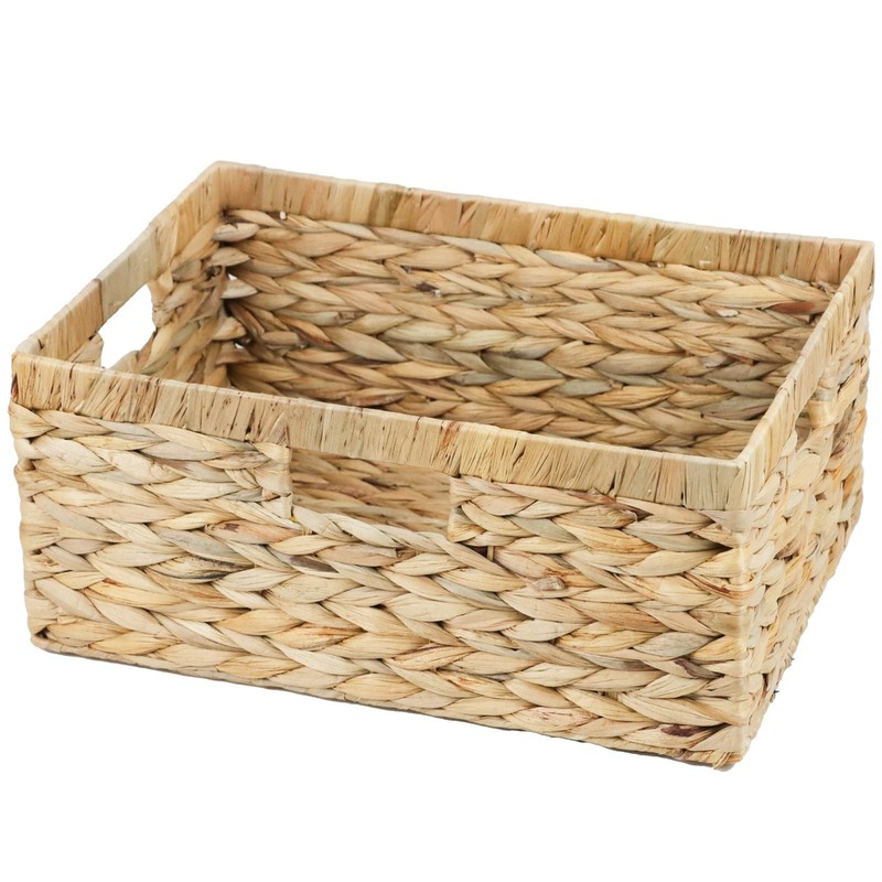 Large Wicker Basket, 15" Water Hyacinth Wicker Storage Baskets for Organizing...
