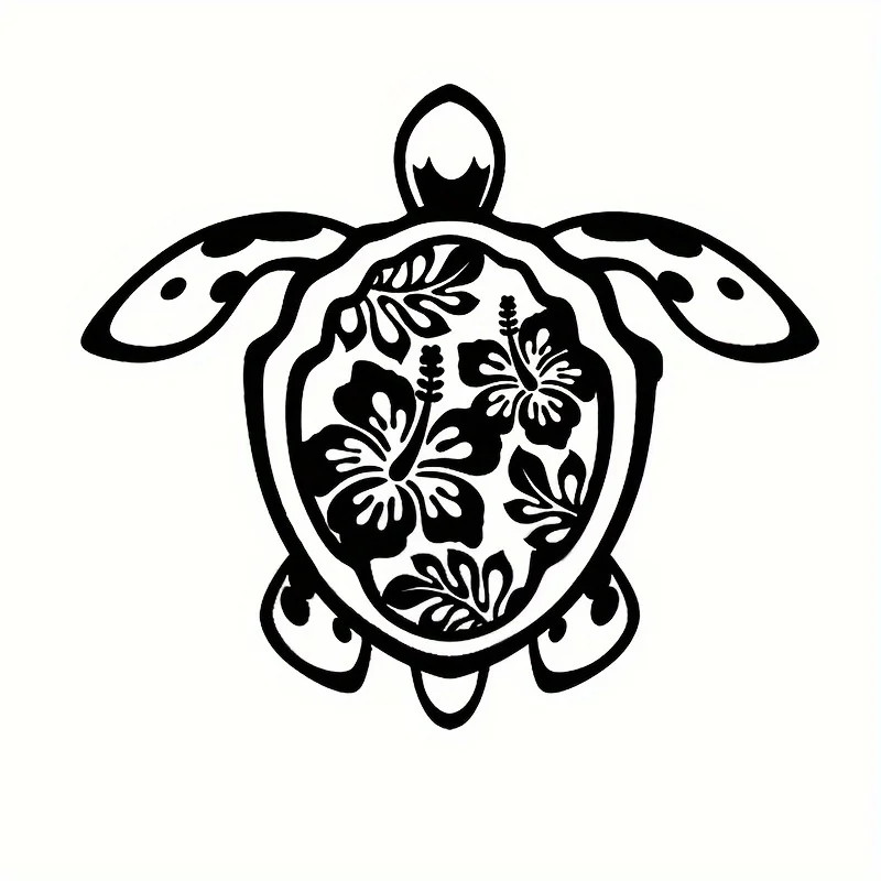 A Turtle Sticker - Vinyl Self Adhesive Car Sticker with Hawaiian Floral Design，D gallery