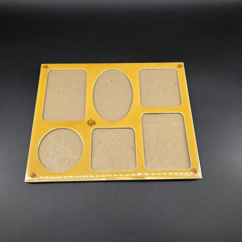 Vintage Style Yellow Collage Photo Frame 6 Multi-Opening Mixed Shape Picture