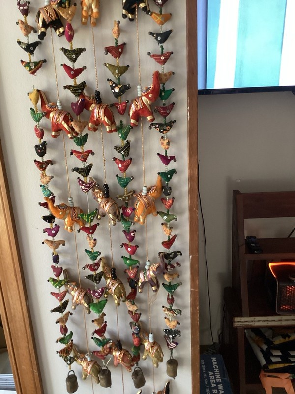 These Are Strings Of Indian Fabric Of Hens And VTG Fabric Elephants gallery