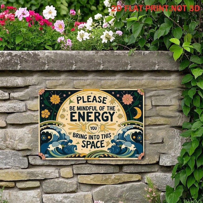 Metal Wall Sign Spiritual Please Be Mindful Of The Energy Aluminum Sign