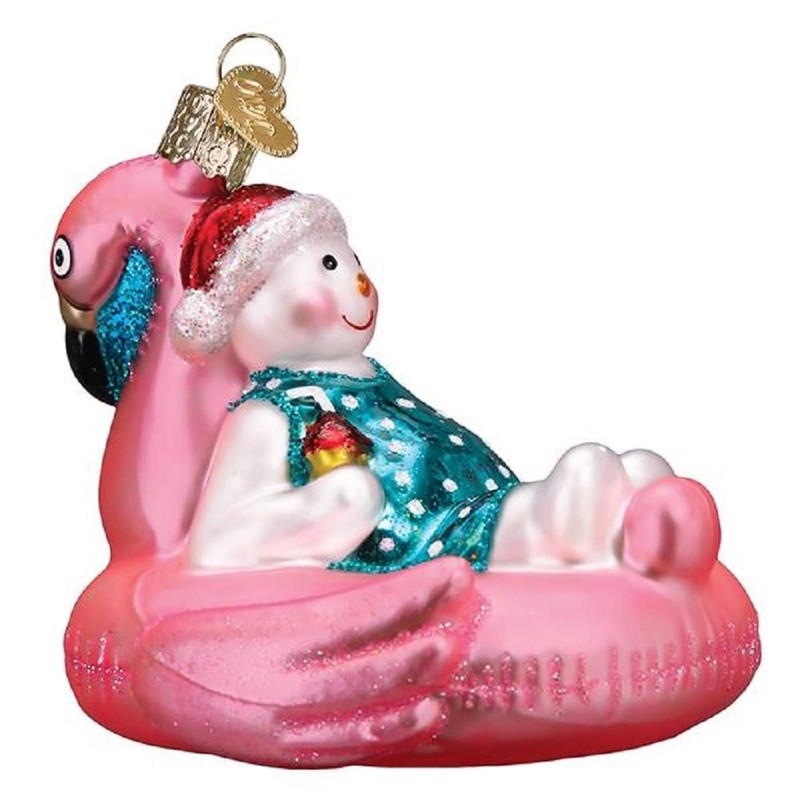 Old World Christmas Ornaments Pool Float Snowman Glass Blown for Christmas Tree