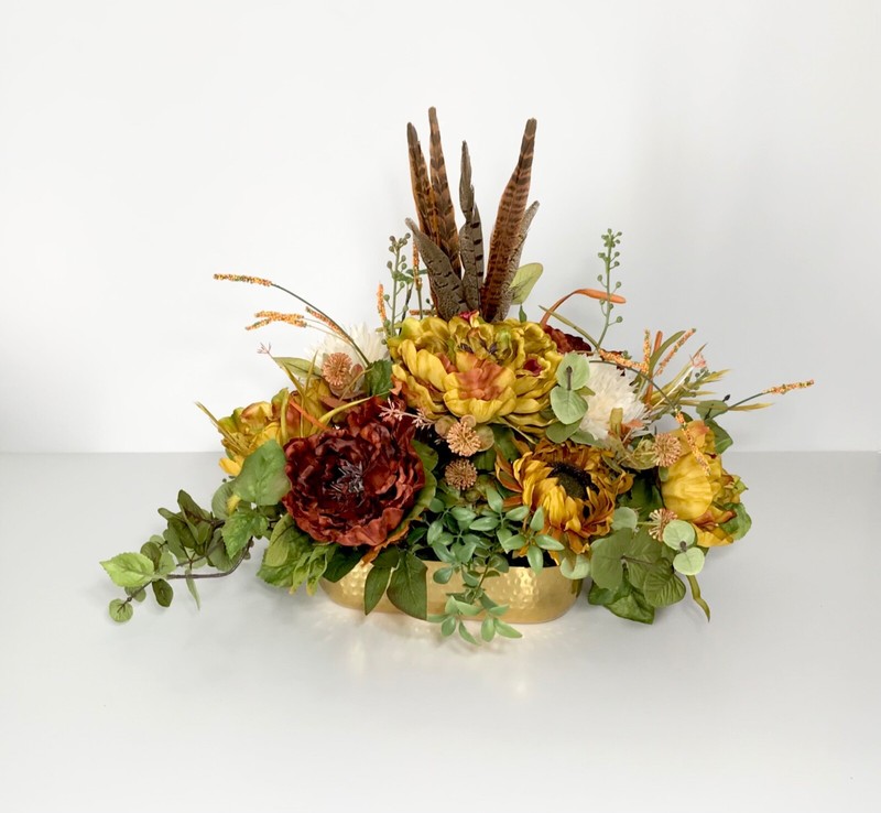 FALL EARTH TONE COLORS FLOWERS THANKSGIVING CENTERPIECE TABLE DECORATION GIFT gallery