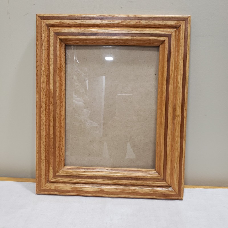 Two Tone Oak Picture Frame 8.5x11 Striped Wood Inlay Stepped Rustic Wall Decor gallery