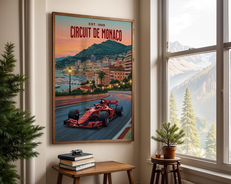 Monaco Grand Prix F1 Poster - Ferrari Racing Wall Art - Formula 1 Decor Gift gallery