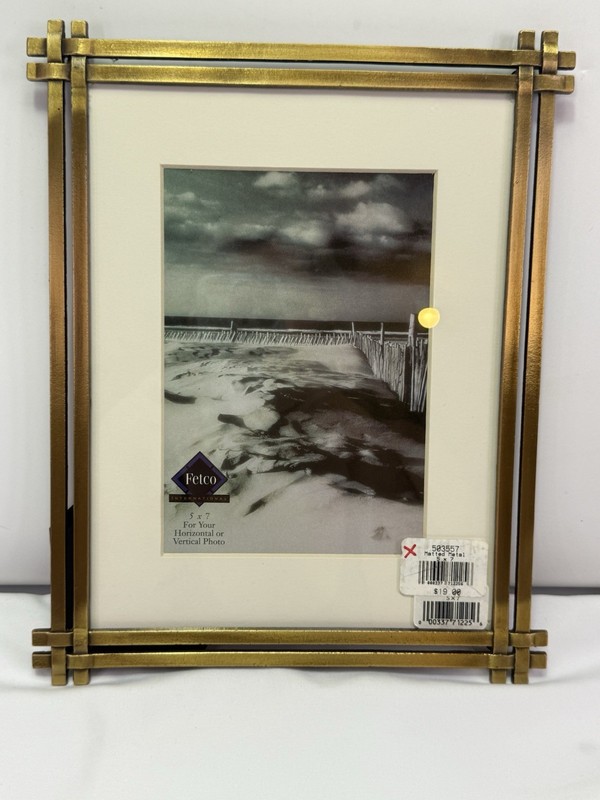 Vintage Fetco Picture Frame Silver Brushed Bronze 5×7 Inches Basketweave