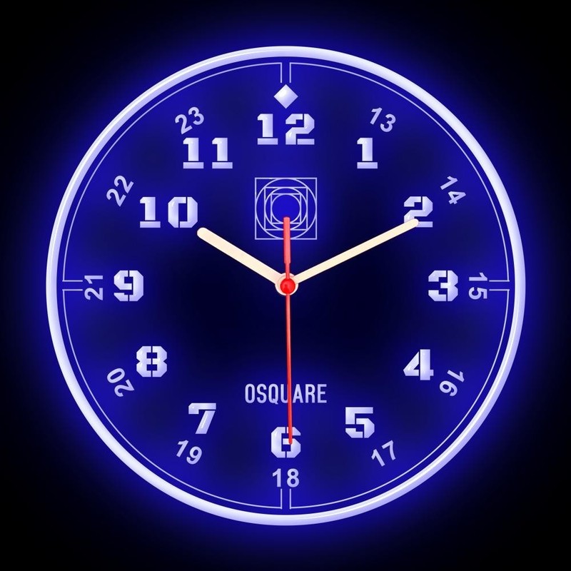 OSQUARE North European Minimalism Interior Design Home Decor Wall Neon Clock 10″
