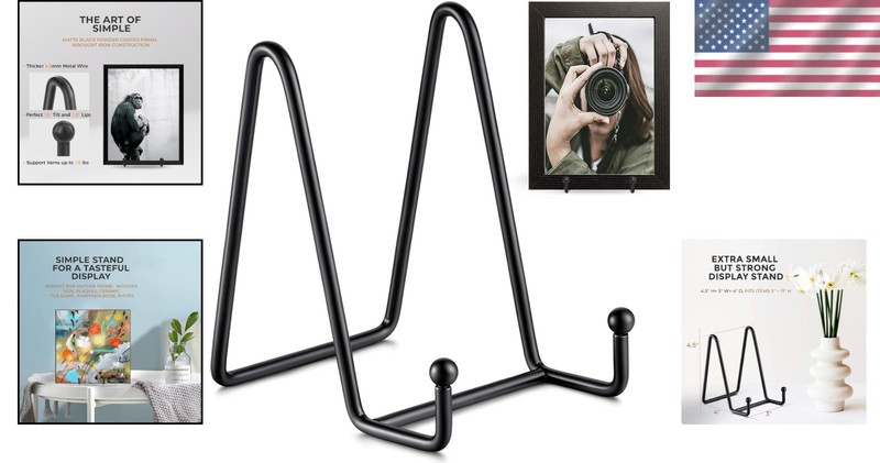 Elegant 4.5-Inch Plate Stand with Matte Black Finish - Set of 2 Display Stands gallery