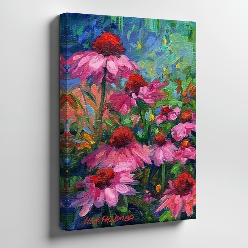 Pink Coneflower Canvas Wall Art Floral Garden Canvas Print Home Decor Painting