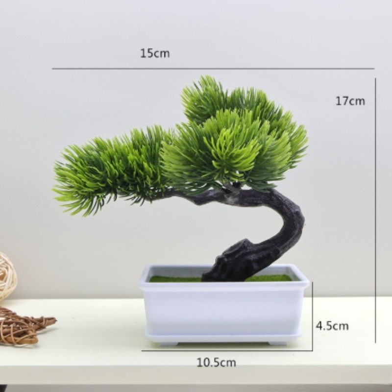 17cm Plastic Artificial Pine Bonsai Lifelike Fake Plant for Desk Decor gallery
