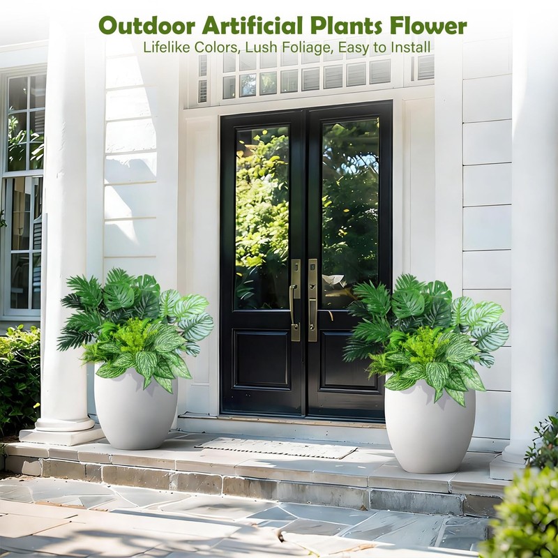 Large Artificial Greenery Plants Outdoor UV Resistant - 10 Bundles 24.8" Tall... gallery