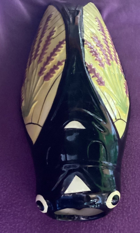 Large Vintage Majolica 43027 Cicada Wall Pocket/Vase 11 1/2”