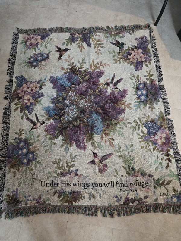 Lena Liu Rare Vintage Hummingbird Whisper Wings Tapestry Throw Blanket 49 X 65